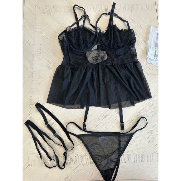 RoseSeek Women's Lingerie with Garter Black Plus Sz 4XL - Picture 1 of 5